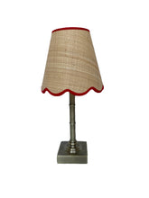 Load image into Gallery viewer, Scallop Raffia Shade with Red Trim