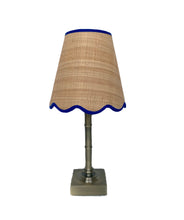 Load image into Gallery viewer, Scallop Raffia Shade with Blue Trim