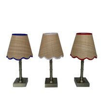 Load image into Gallery viewer, Scallop Raffia Shade with Red Trim