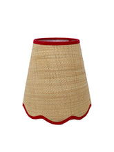 Load image into Gallery viewer, Scallop Raffia Shade with Red Trim