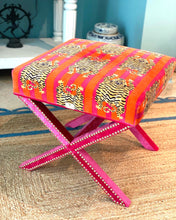 Load image into Gallery viewer, Tiger pattern X Stool by Victoria Cronin Studio
