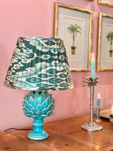 Load image into Gallery viewer, Green & Teal Silk Gathered Lampshade