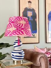 Load image into Gallery viewer, Fushia Silk Ikat Gathered Lampshade