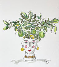 Load image into Gallery viewer, Oranges and Lemons Sicilian Head Vase Painting
