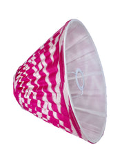 Load image into Gallery viewer, Pink Chevron Silk Gathered Lampshade