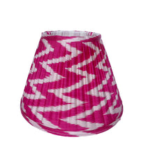 Load image into Gallery viewer, Pink Chevron Silk Gathered Lampshade
