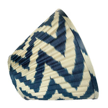 Load image into Gallery viewer, Blue Zig Zag Silk Gathered Lampshade