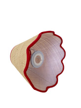 Load image into Gallery viewer, Scallop Raffia Shade with Red Trim
