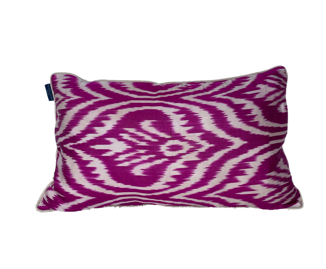 Magenta Silk Ikat Cushions