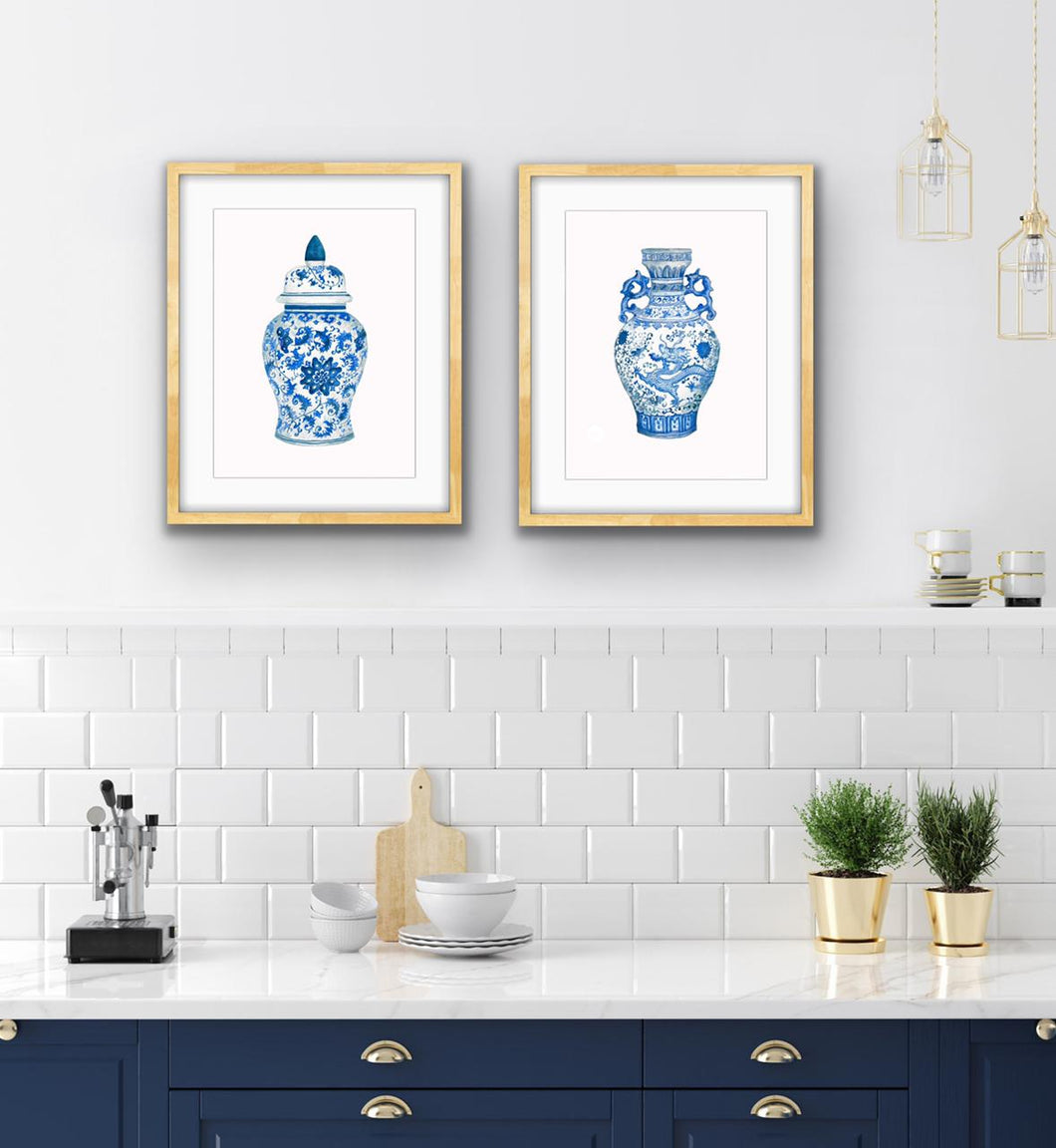 Set of 2 Blue & White Chinoiserie Limited Edition Prints