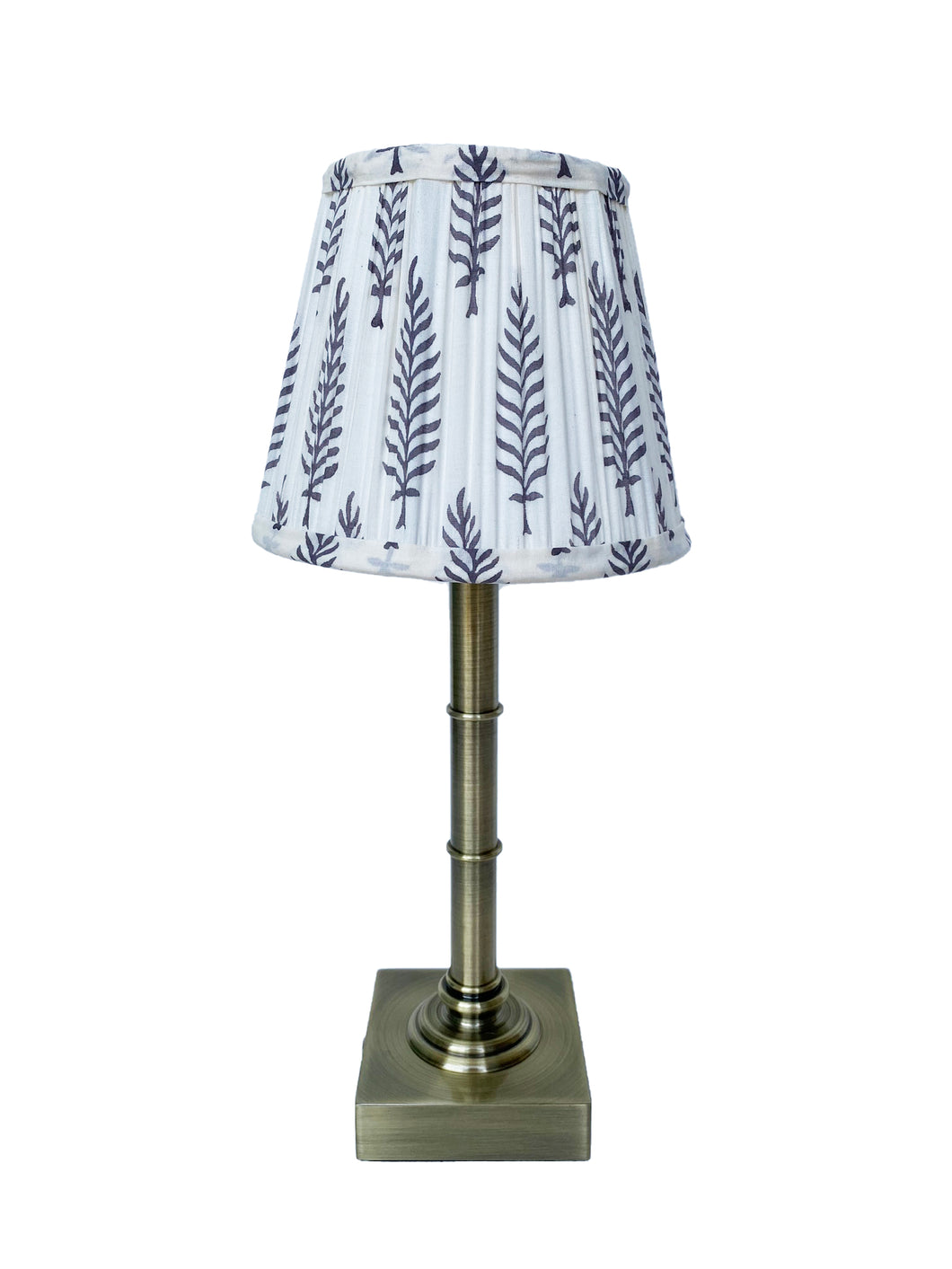 16cm grey & natural block print lampshade